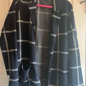 LOFT Navy Blue Plaid Jacket